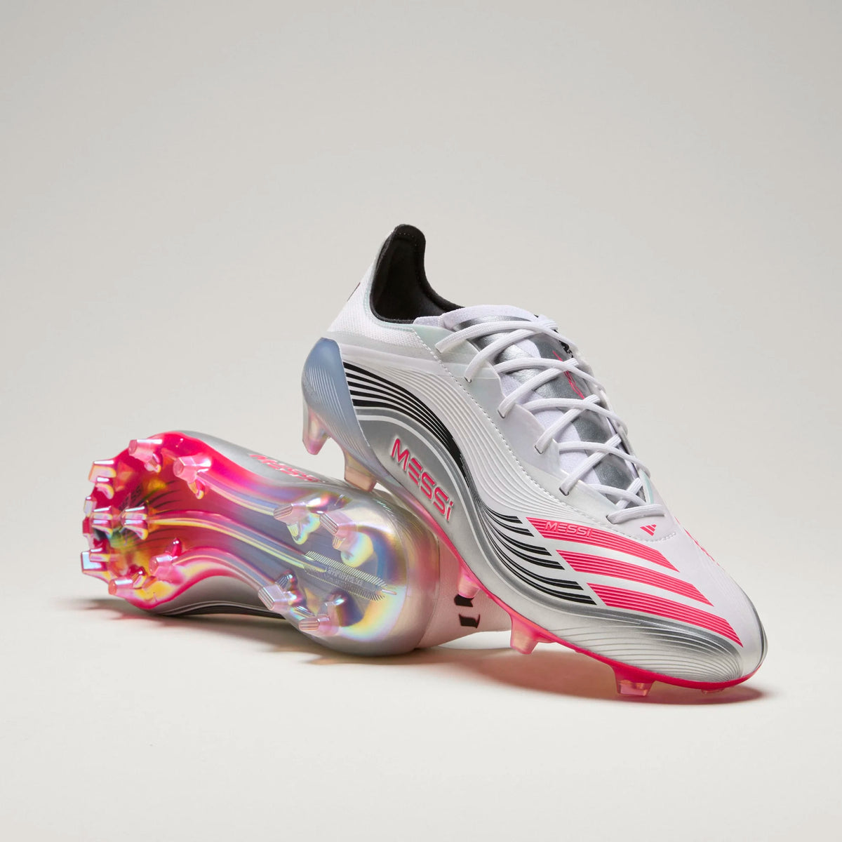 adidas F50 Messi Elite FG Soccer Cleats (White/Lucid Red/Silver Metallic)