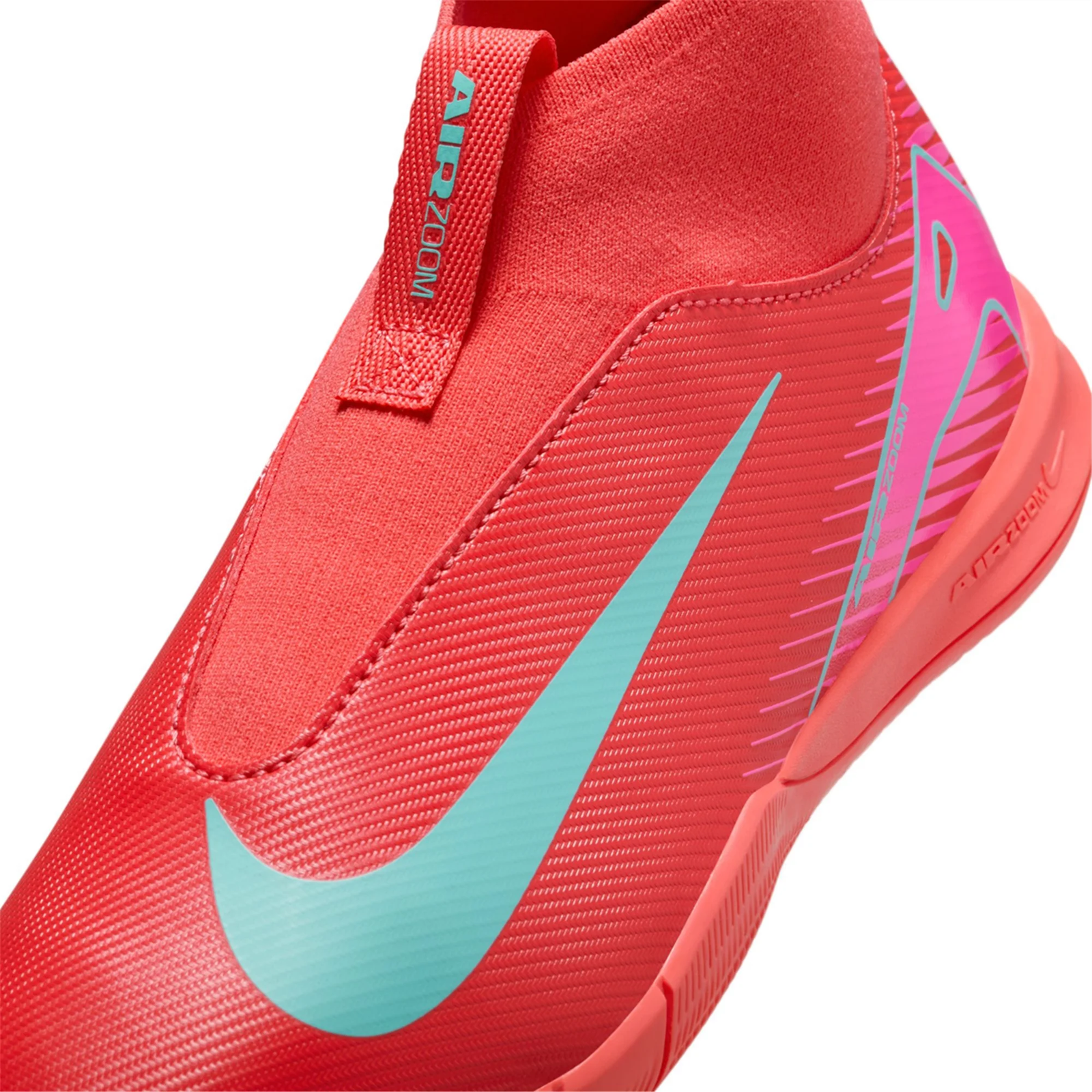 Nike Jr. Zoom Superfly 10 Academy Indoor Soccer Shoes (Ember Glow/Aurora Green)