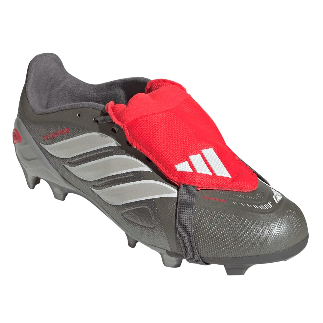 adidas Youth Predator League Fold Tongue FT FG J Soccer Cleats (Iron Metallic/Lucid Red)
