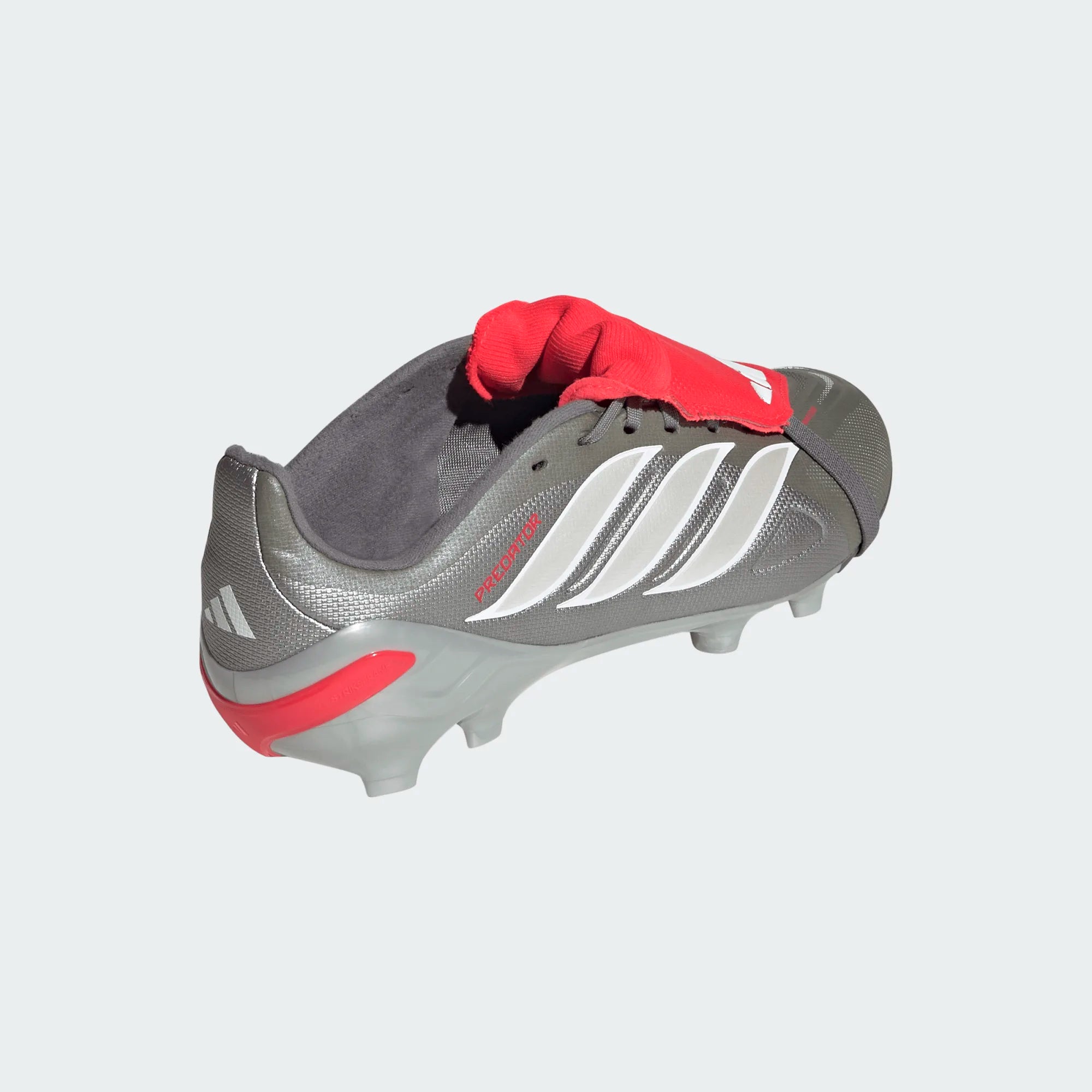 adidas Youth Predator League Fold Tongue FT FG J Soccer Cleats (Iron Metallic/Lucid Red)