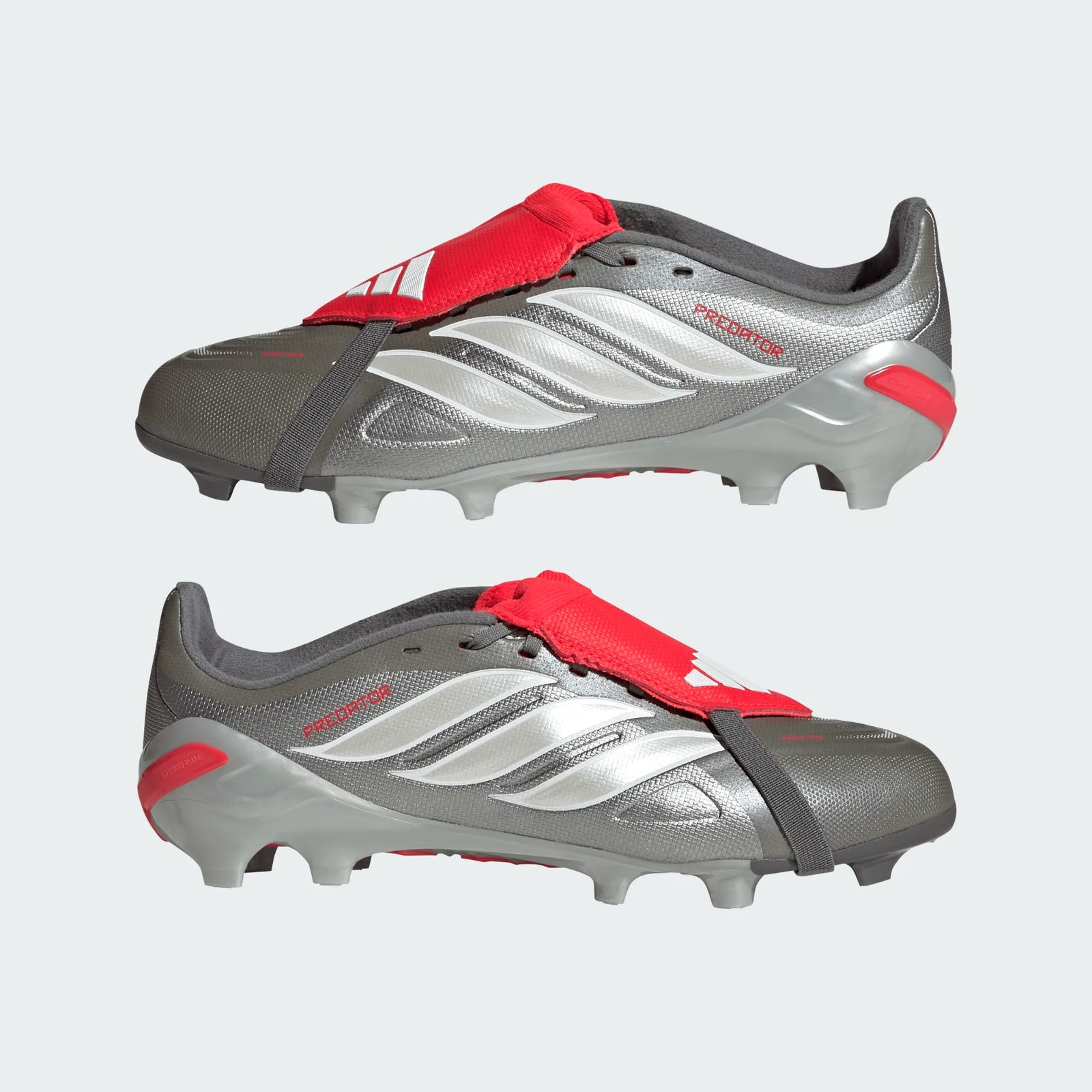 adidas Youth Predator League Fold Tongue FT FG J Soccer Cleats (Iron Metallic/Lucid Red)