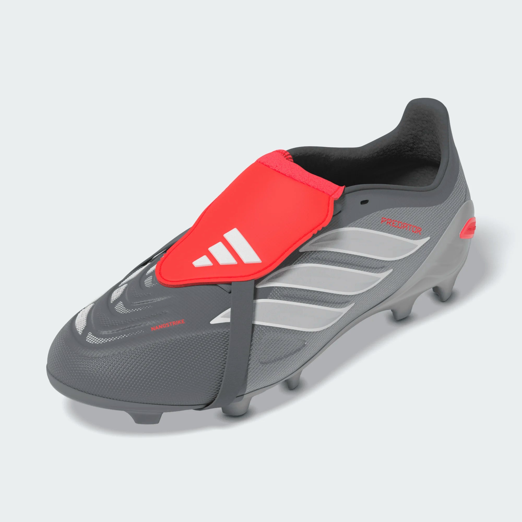 adidas Youth Predator League Fold Tongue FT FG J Soccer Cleats (Iron Metallic/Lucid Red)