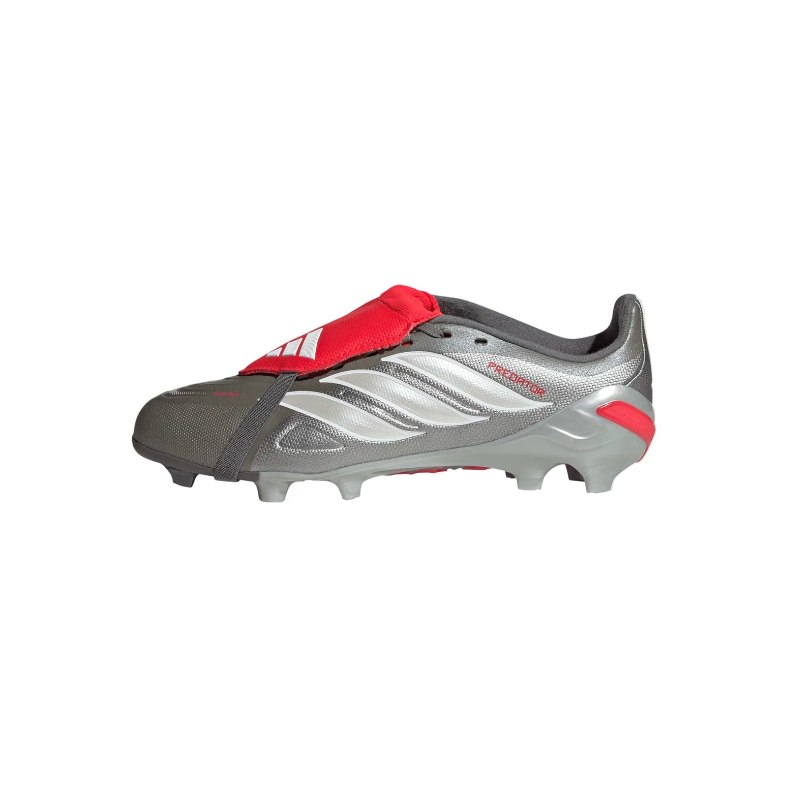 adidas Youth Predator League Fold Tongue FT FG J Soccer Cleats (Iron Metallic/Lucid Red)