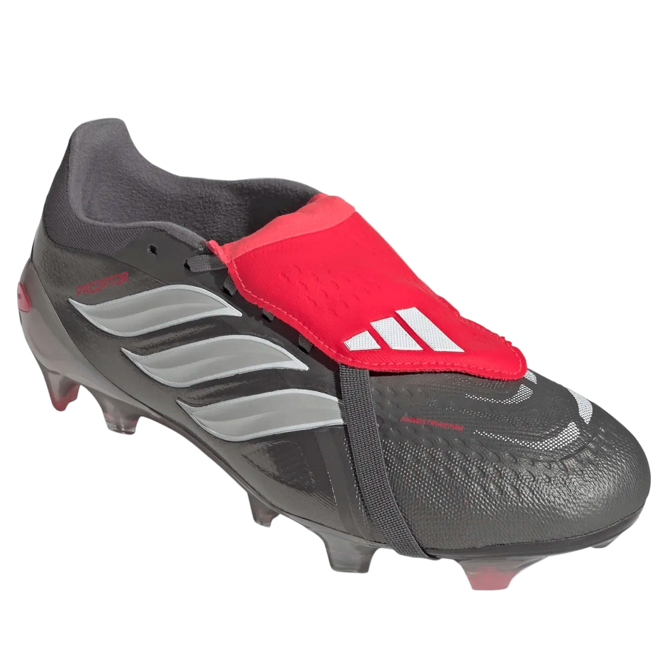 adidas Predator Pro FT Fold Tongue FG Soccer Cleats (Iron Metallic/Zero Metallic/Lucid Red)