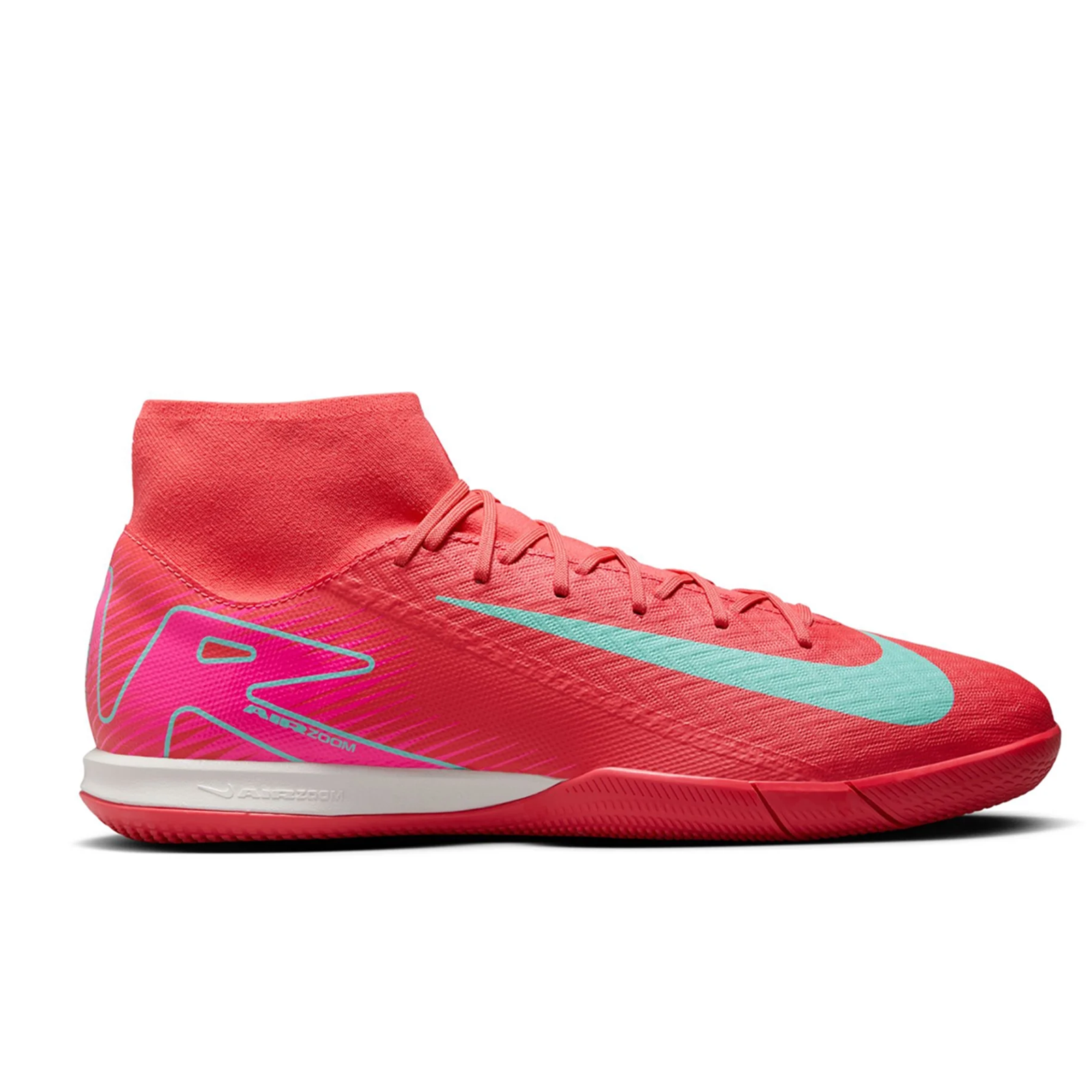 Nike Jr. Zoom Superfly 10 Academy Indoor Soccer Shoes (Ember Glow/Aurora Green)