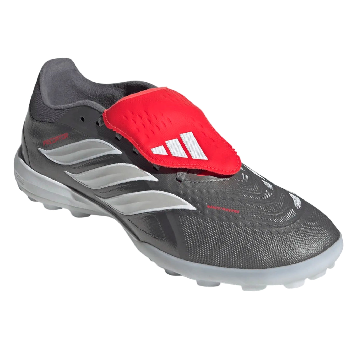 adidas Predator Pro Fold Tongue Turf FT TF Soccer Shoes (Iron Metallic/Zero Metallic/Lucid Red)