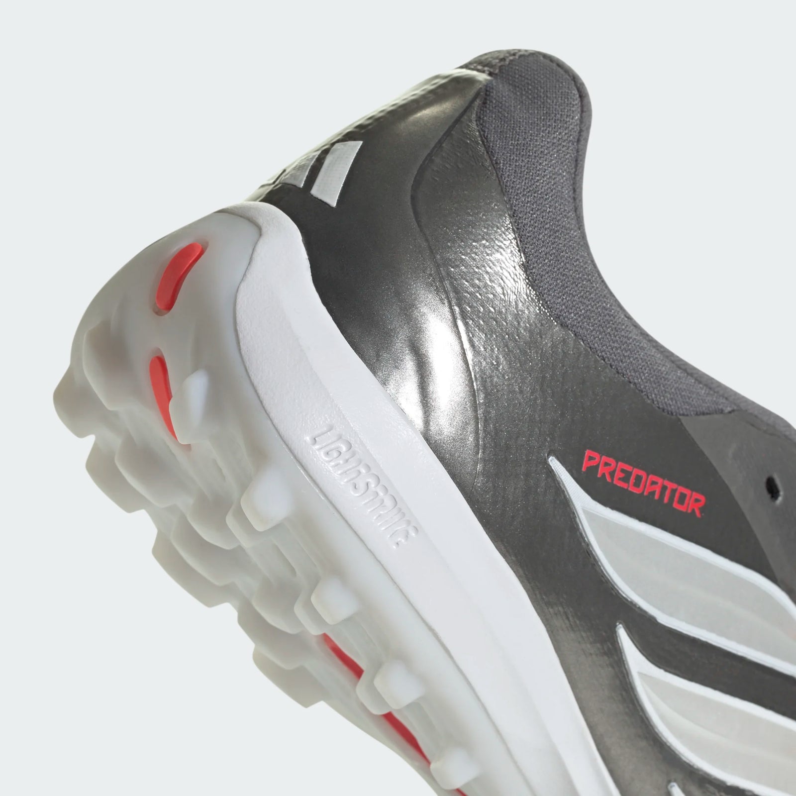 adidas Predator Pro Fold Tongue Turf FT TF Soccer Shoes (Iron Metallic/Zero Metallic/Lucid Red)