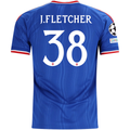 adidas Mens Manchester United Jack Fletcher Away Jersey w/ Champions League Patches 26/27 (Blue)