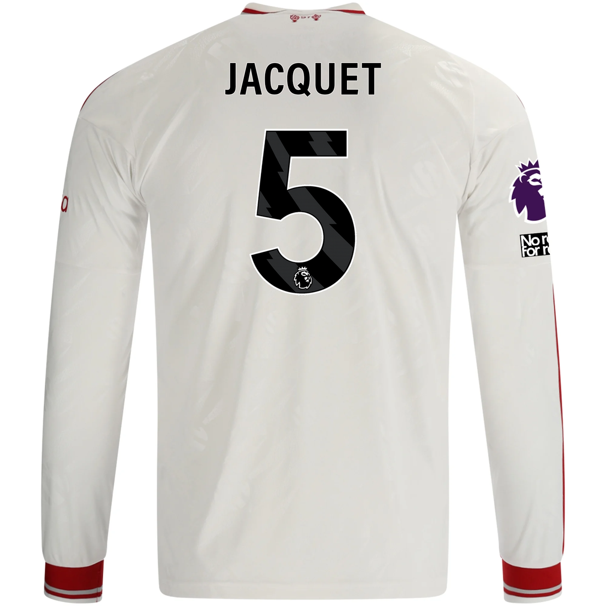 adidas Mens Liverpool Jérémy Jacquet Long Sleeve Away Jersey w/ EPL + No Room For Racism Patches 26/27 (White/Red)