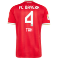 adidas Mens Bayern Munich Jonathan Tah Home Jersey w/ Bundesliga Champion Patch 26/27 (Red)