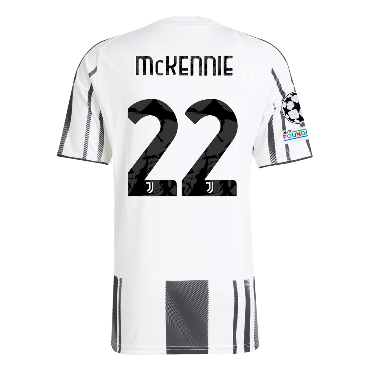 adidas Juventus Weston McKennie Home Jersey w/ Champions League Patches 25/26 (White/Black/Pink)
