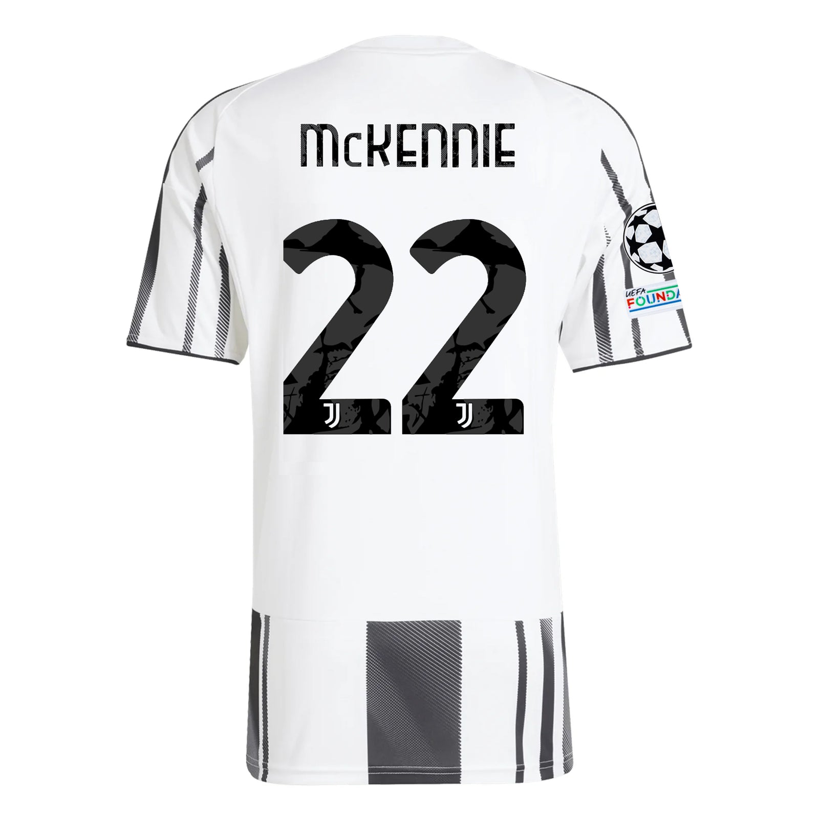 adidas Juventus Weston McKennie Home Jersey w/ Champions League Patches 25/26 (White/Black/Pink)