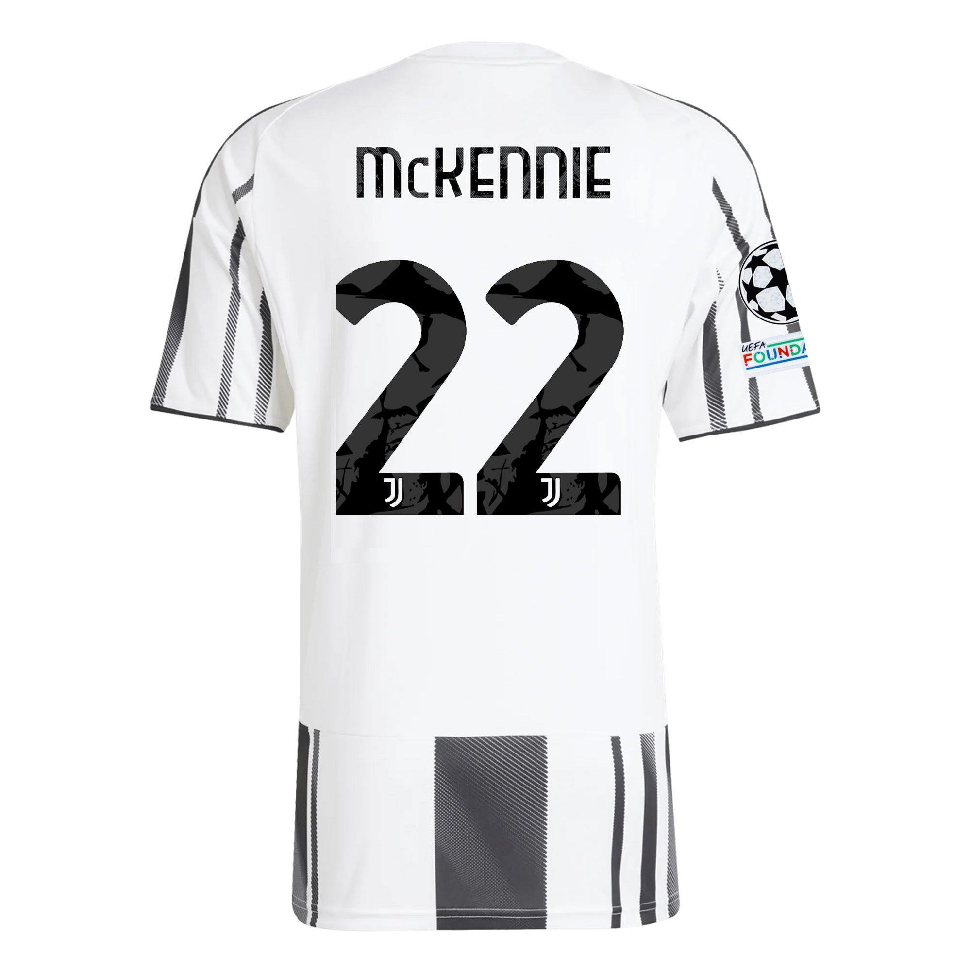 adidas Juventus Weston McKennie Home Jersey w/ Champions League Patches 25/26 (White/Black/Pink)
