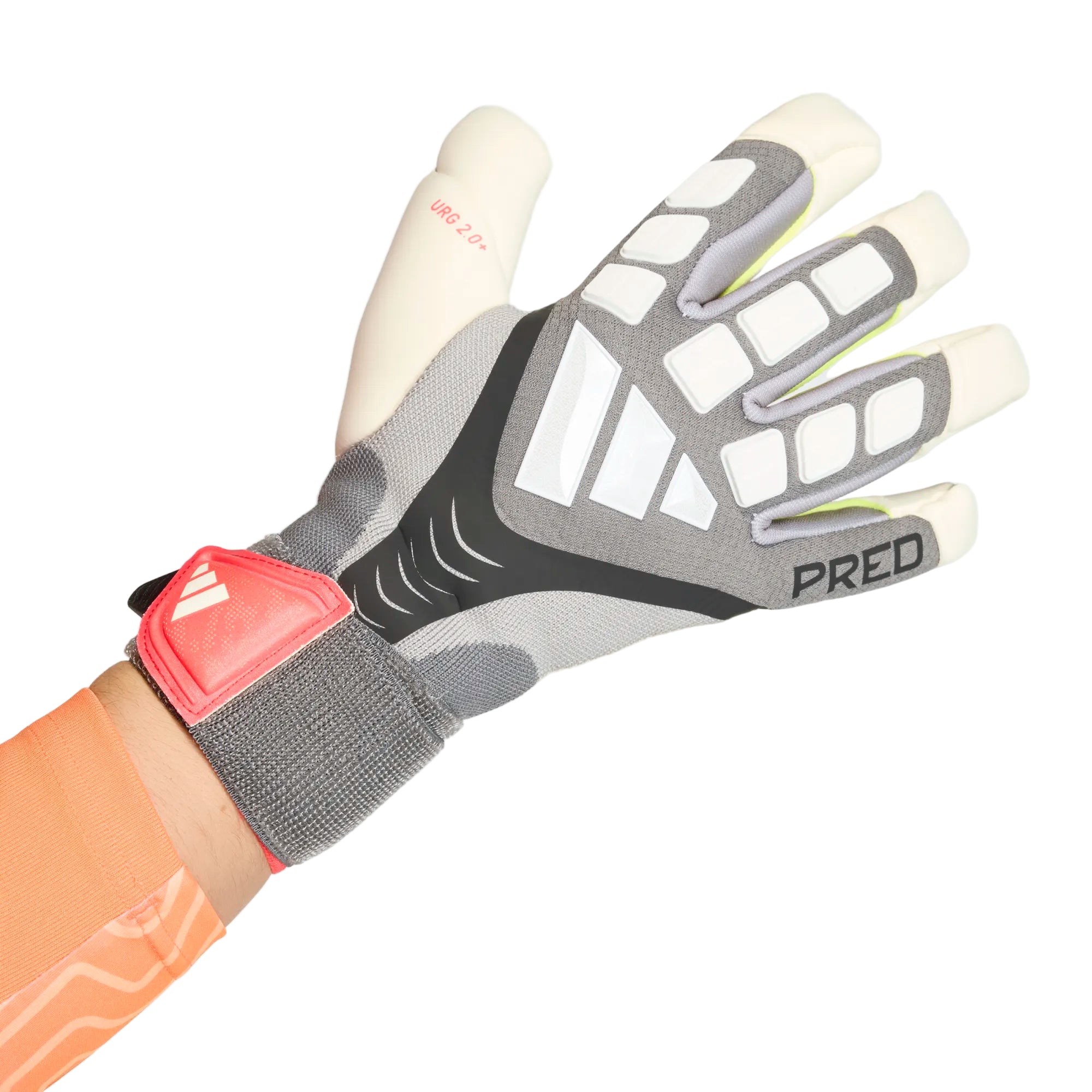adidas Predator Pro Hybrid Strap Goalkeeper Gloves (Iron Metallic/Black/Lucid Red)