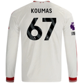 adidas Mens Liverpool Lewis Koumas Long Sleeve Away Jersey w/ EPL + No Room For Racism Patches 26/27 (White/Red)