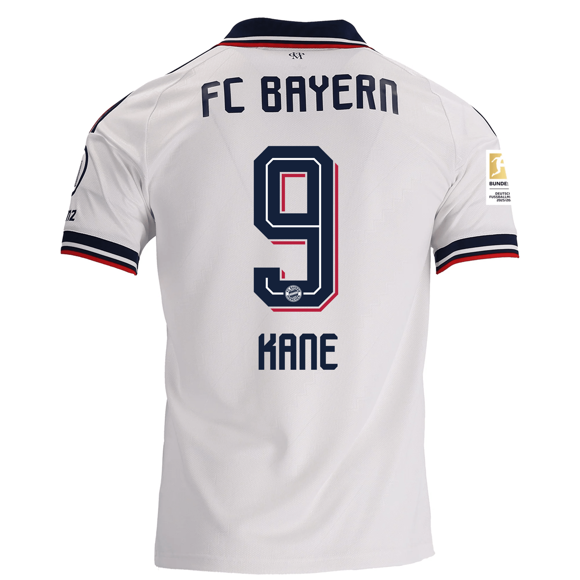 adidas Mens Bayern Munich Harry Kane Away Jersey w/ Bundesliga Champion Patch 26/27 (White)