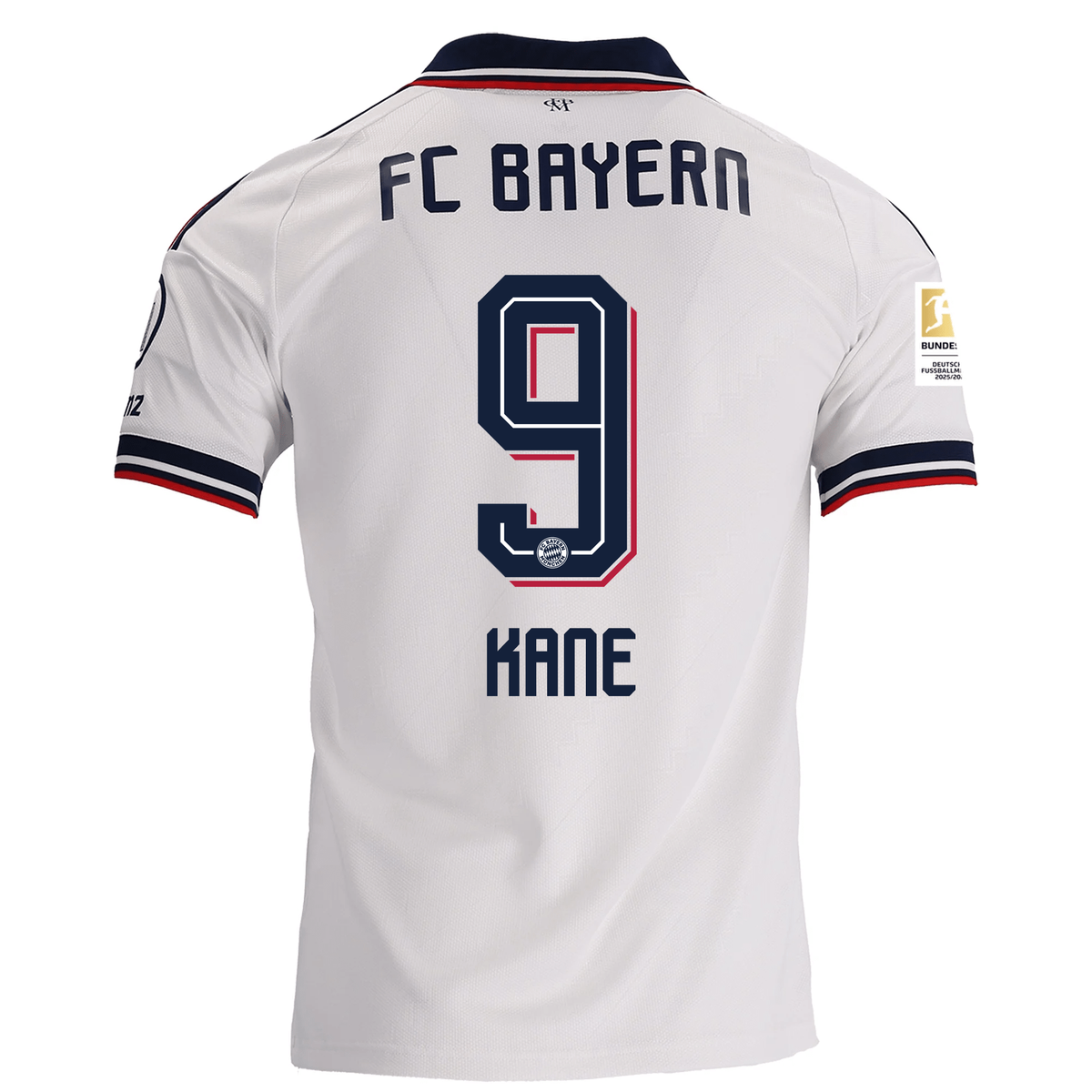 adidas Mens Bayern Munich Harry Kane Away Jersey w/ Bundesliga Champion Patch 26/27 (White)