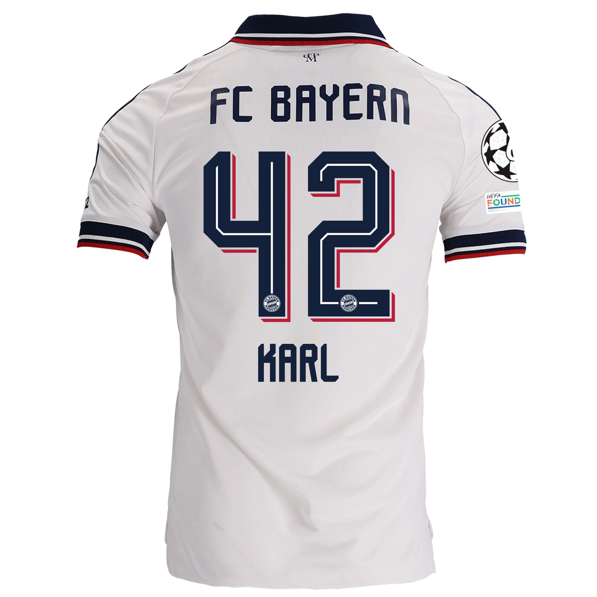 adidas Mens Bayern Munich Lennart Karl Away Jersey w/ Champions League Patches 26/27 (White)