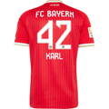 adidas Mens Bayern Munich Lennart Karl Home Jersey w/ Bundesliga Champion Patch 26/27 (Red)