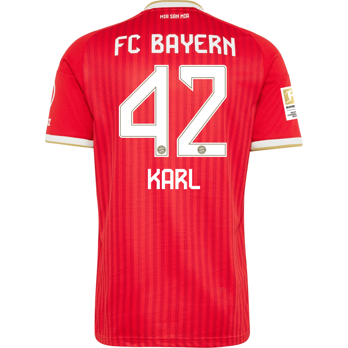adidas Mens Bayern Munich Lennart Karl Home Jersey w/ Bundesliga Champion Patch 26/27 (Red)