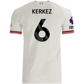 adidas Mens Liverpool Milos Kerkez Authentic Away Jersey w/ EPL + No Room For Racsim Patches 26/27 (White)