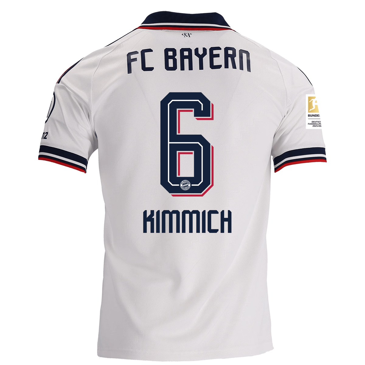 adidas Mens Bayern Munich Joshua Kimmich Away Jersey w/ Bundesliga Champion Patch 26/27 (White)