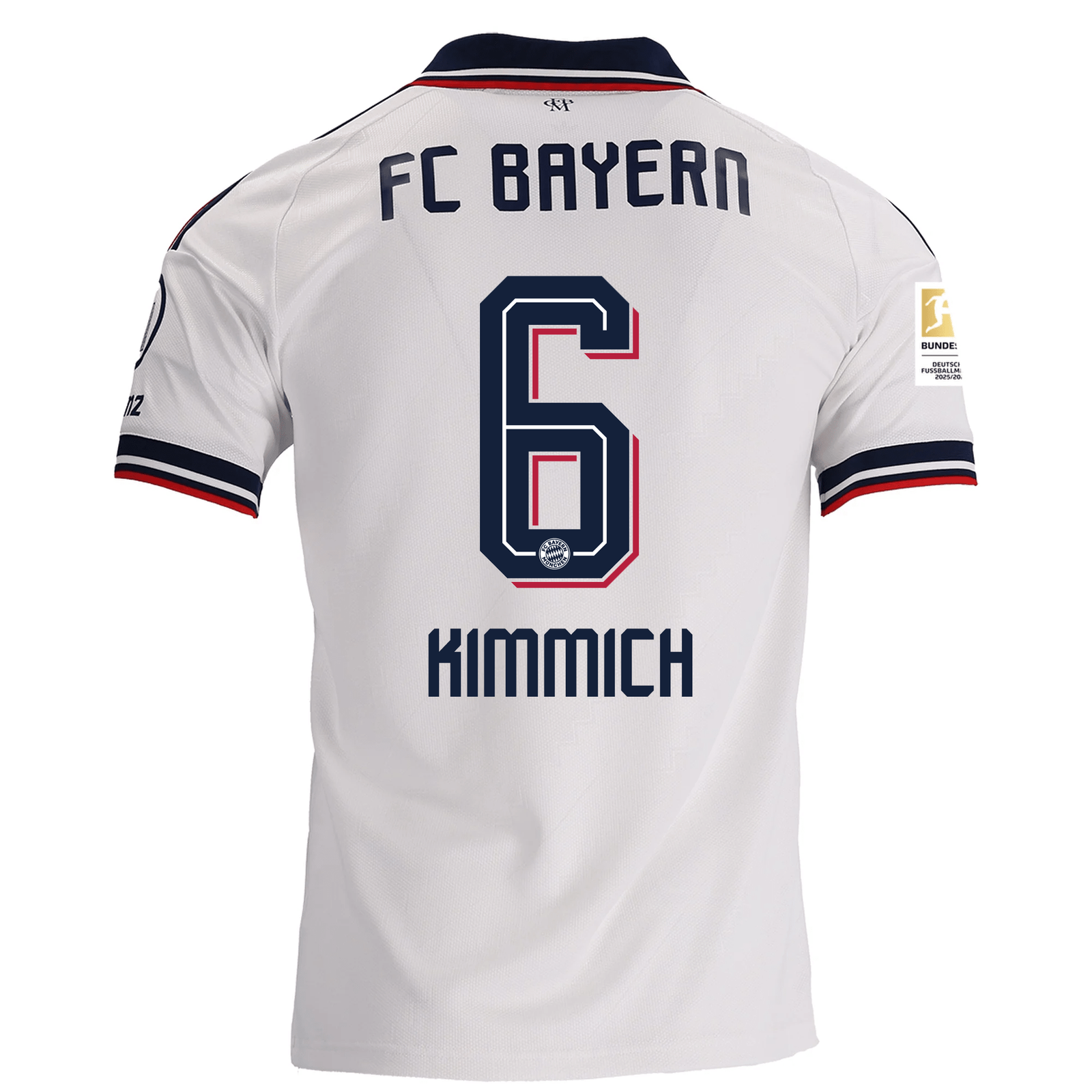 adidas Mens Bayern Munich Joshua Kimmich Away Jersey w/ Bundesliga Champion Patch 26/27 (White)