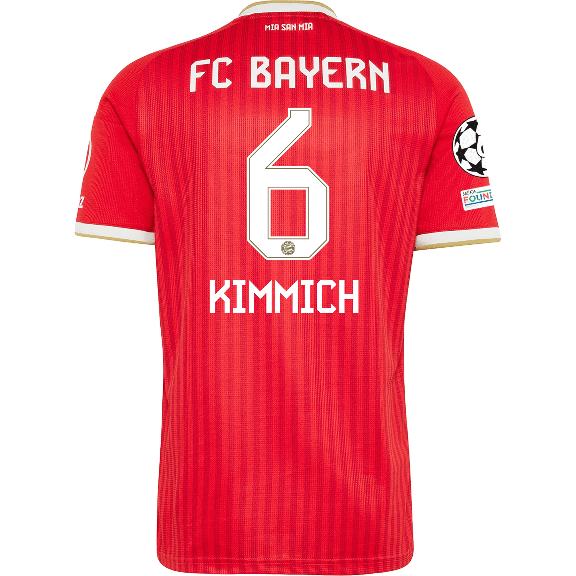 adidas Mens Bayern Munich Joshua Kimmich Home Jersey w/ Champions League Patches 26/27 (Red)