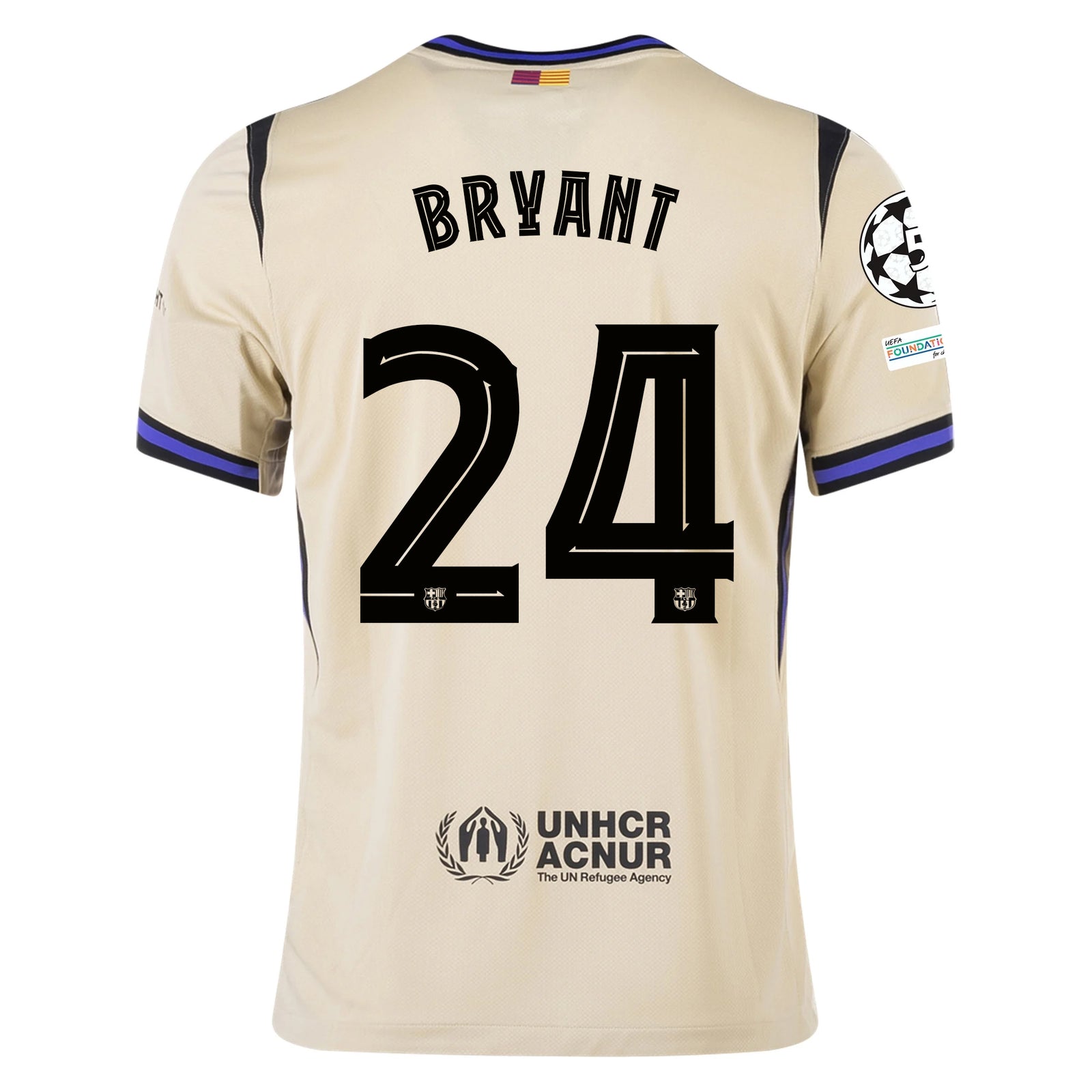 Nike Kobe Bryant Men's FC Barcelona Away Jersey 25/26 w/ Champions League Patches (Team Gold/Persion Violet/Black)