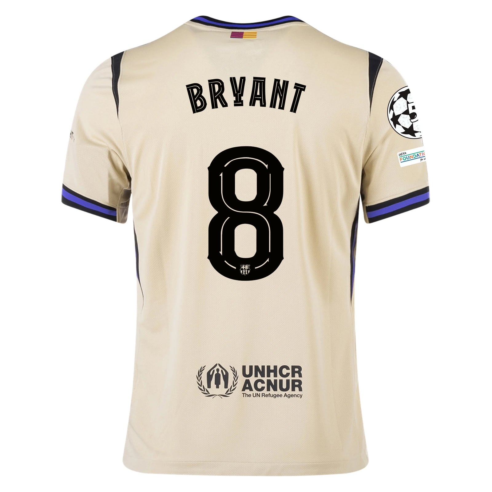 Nike Kobe Bryant Men's FC Barcelona Away Jersey 25/26 w/ Champions League Patches (Team Gold/Persion Violet/Black)