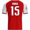 adidas Mens Arsenal Ezri Konsa Home Jersey w/ Champions League Patches 26/27 (Red)