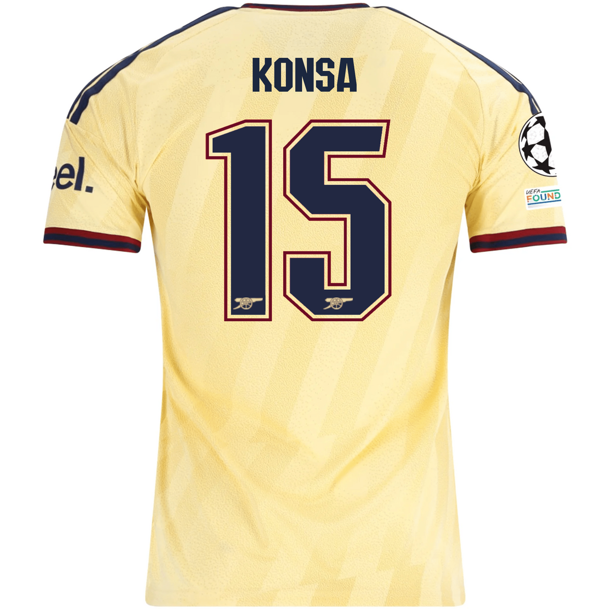 adidas Men's Arsenal FC Ezri Konsa Third Jersey w/ Champions League Patches 26/27 (Yellow)