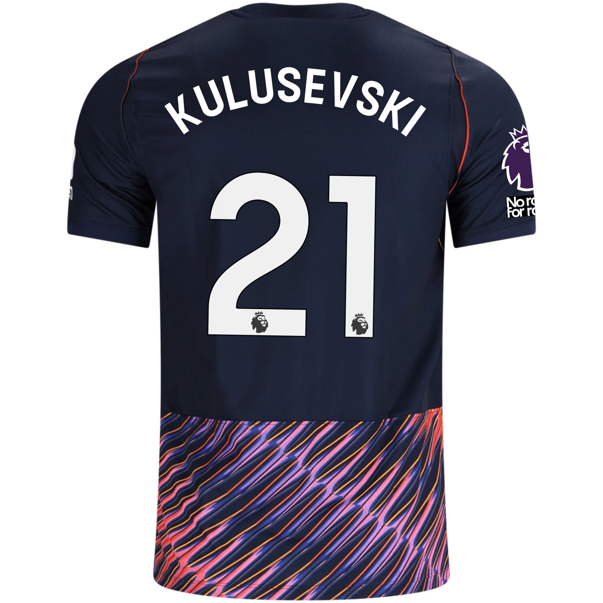 Nike Mens Tottenham Hotspur Dejan Kulusevski Away Jersey w/ EPL + No Room For Racism Patches 26/27 (Obsidan/White)