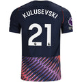 Nike Mens Tottenham Hotspur Dejan Kulusevski Away Jersey w/ EPL + No Room For Racism Patches 26/27 (Obsidan/White)