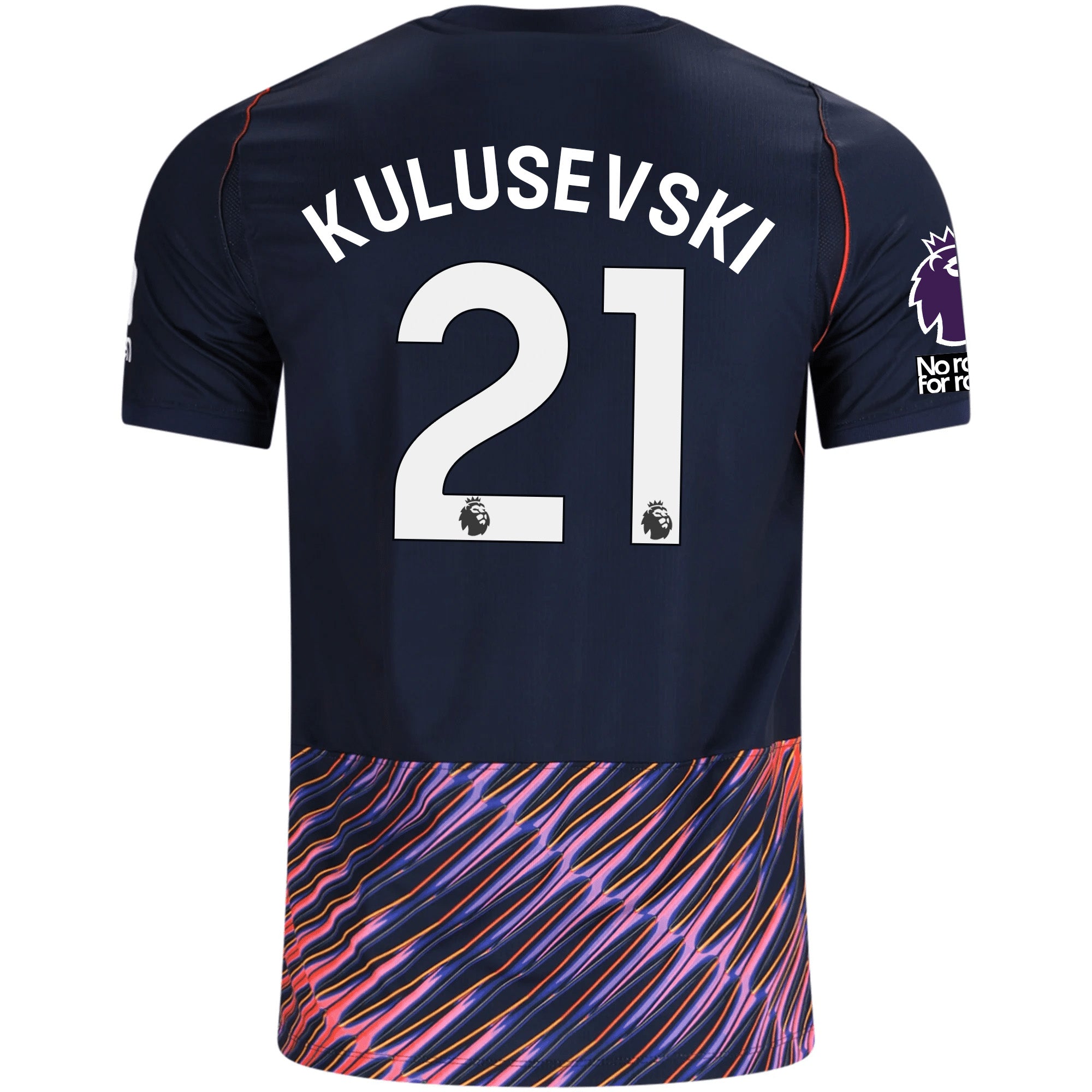 Nike Mens Tottenham Hotspur Dejan Kulusevski Away Jersey w/ EPL + No Room For Racism Patches 26/27 (Obsidan/White)