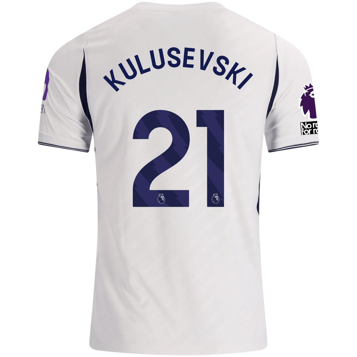 Nike Mens Tottenham Hotspur Dejan Kulusevski Home Jersey w/ EPL + No Room For Racism 26/27 (White)