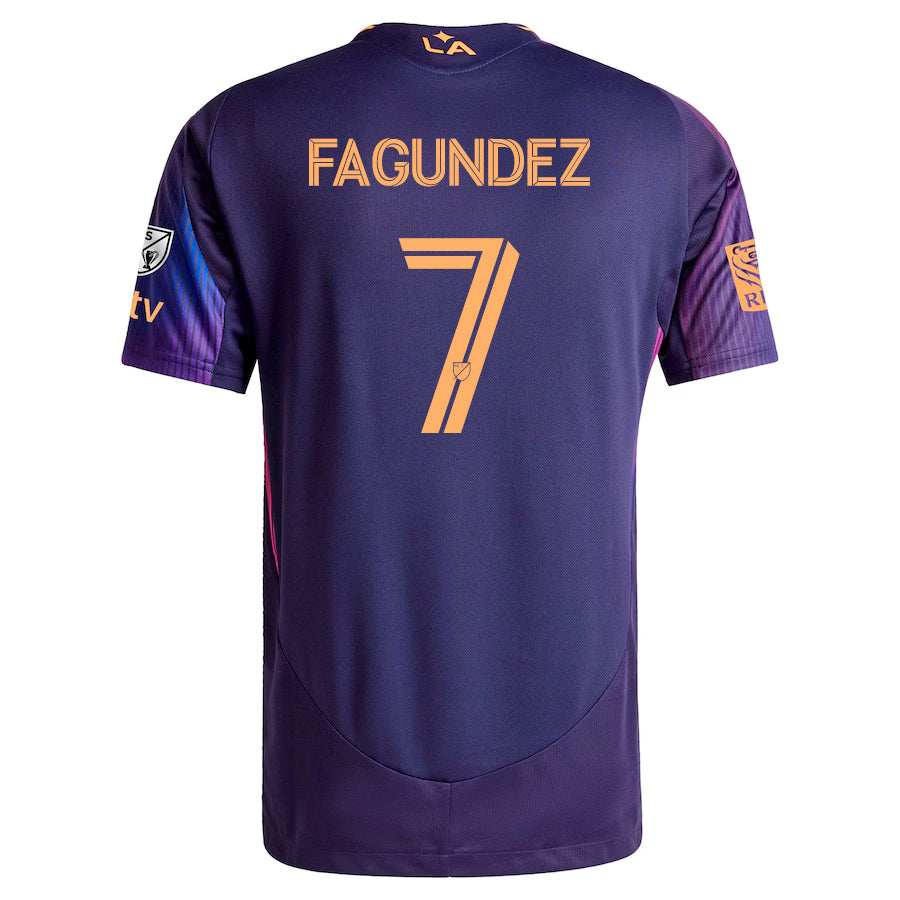 adidas Diego Fagundez LA Galaxy Authentic Away Jersey w/ MLS + Apple TV + RBC Sponsor 25/26 (Purple)