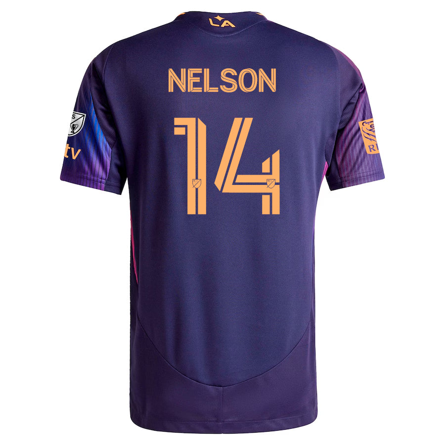 adidas John Nelson LA Galaxy Authentic Away Jersey w/ MLS + Apple TV + RBC Sponsor 25/26 (Purple)