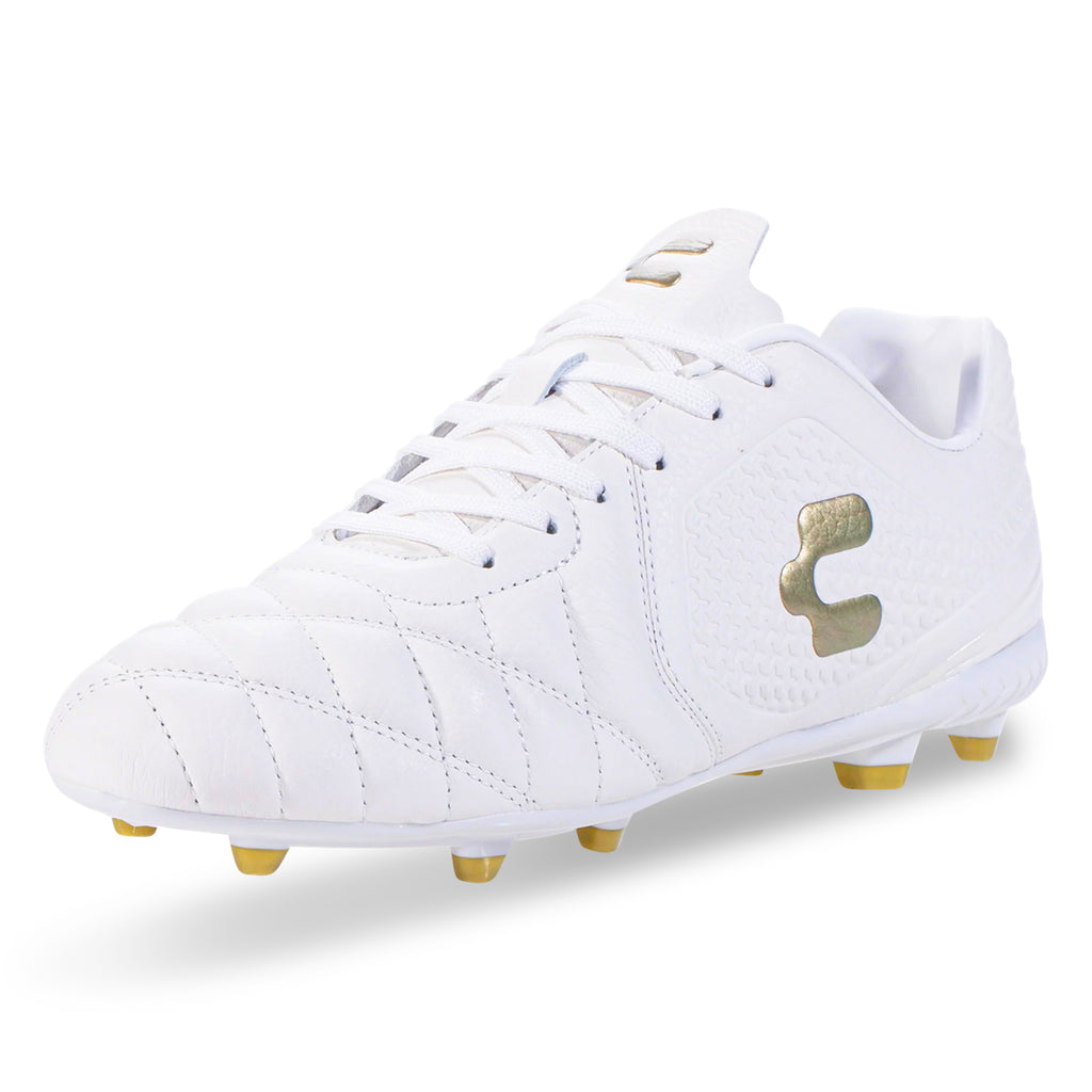 Charly Legendario LT Soccer Cleats (White/Gold) Soccer Wearhouse
