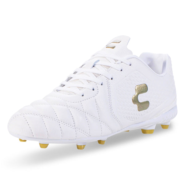 Charly Legendario LT Soccer Cleats (White/Gold) Soccer Wearhouse