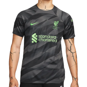 Nike Liverpool Allison Becker Goalkeeper Jersey w/ EPL + No Room For Racism Patches 23/24 (Anthracite/Black)