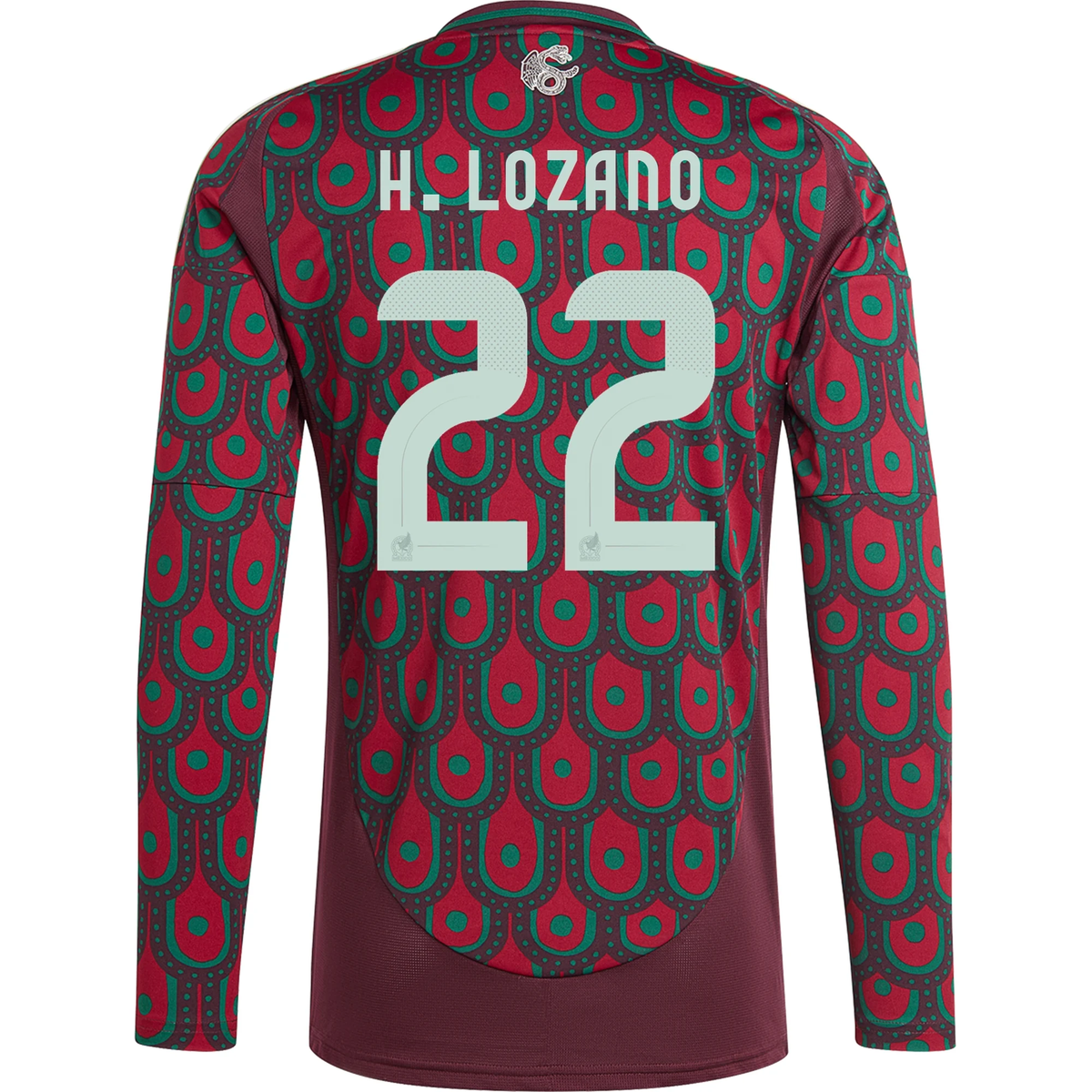 adidas Mens Mexico Hirving Lozano Home Long Sleeve Jersey 24/25 (Multi ...