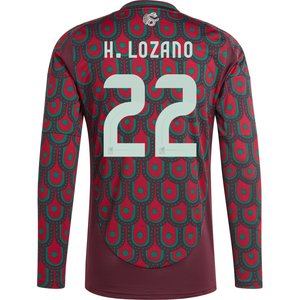 adidas Mens Mexico Hirving Lozano Home Long Sleeve Jersey 24/25 (Multicolor)