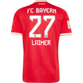 adidas Mens Bayern Munich Konrad Laimer Home Jersey w/ Bundesliga Champion Patch 26/27 (Red)