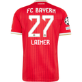 adidas Mens Bayern Munich Konrad Laimer Home Jersey w/ Champions League Patches 26/27 (Red)