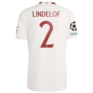 adidas Manchester United Victor Lindelof Third Jersey w/ Champions League Patches 23/24 (Cloud White/Red)