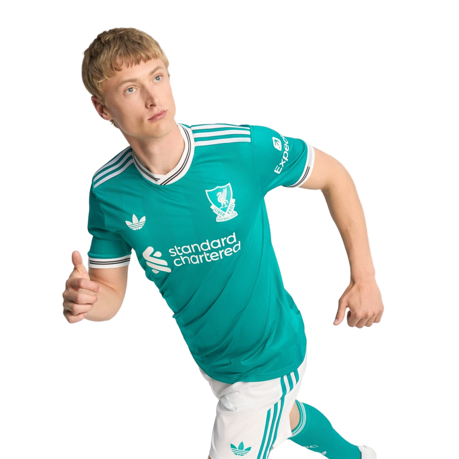 adidas Liverpool FC Authentic Virgil van Dijk Third Jersey w/ EPL + No Room For Racism Patches 25/26 (Sea Green)