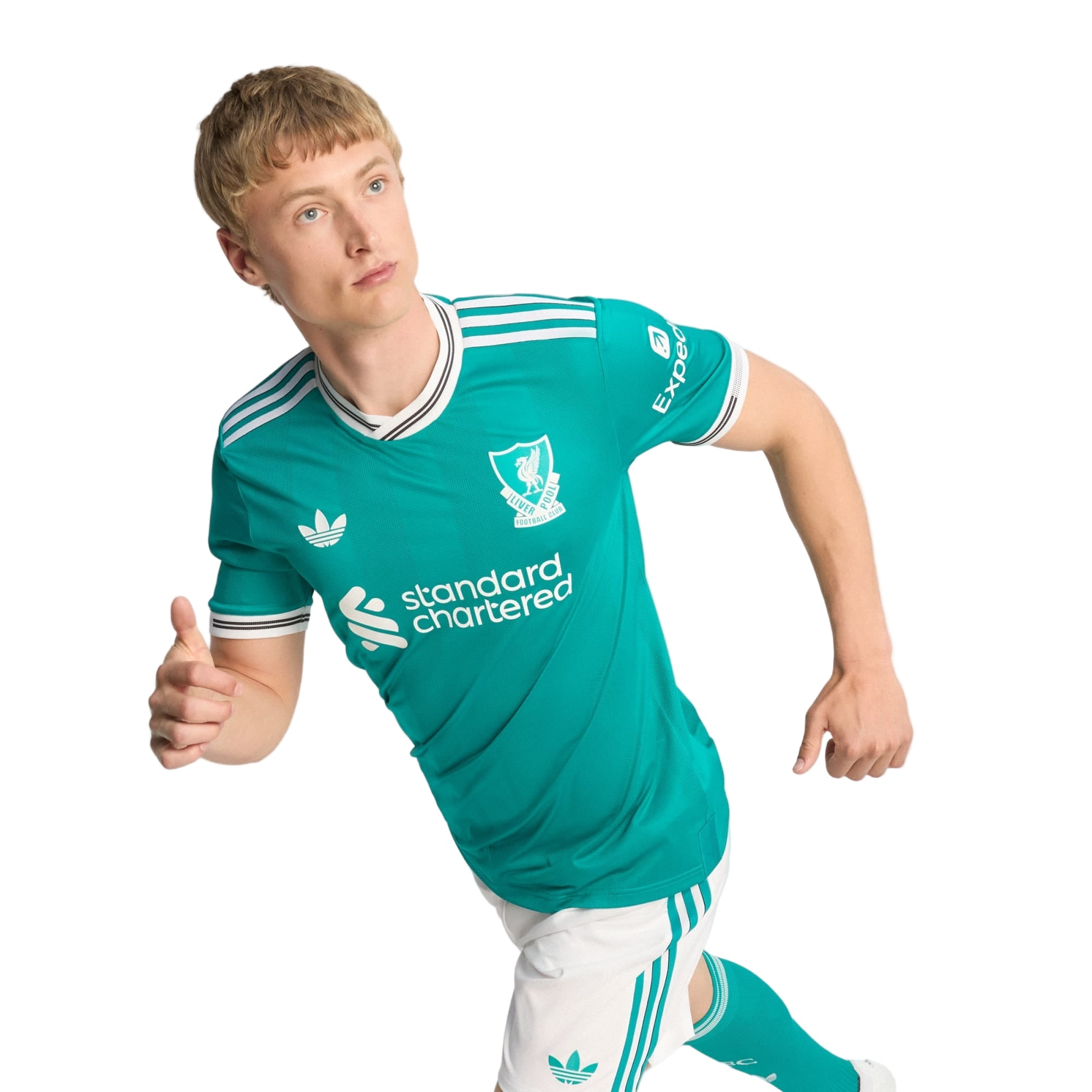 adidas Liverpool FC Authentic Virgil van Dijk Third Jersey w/ EPL + No Room For Racism Patches 25/26 (Sea Green)