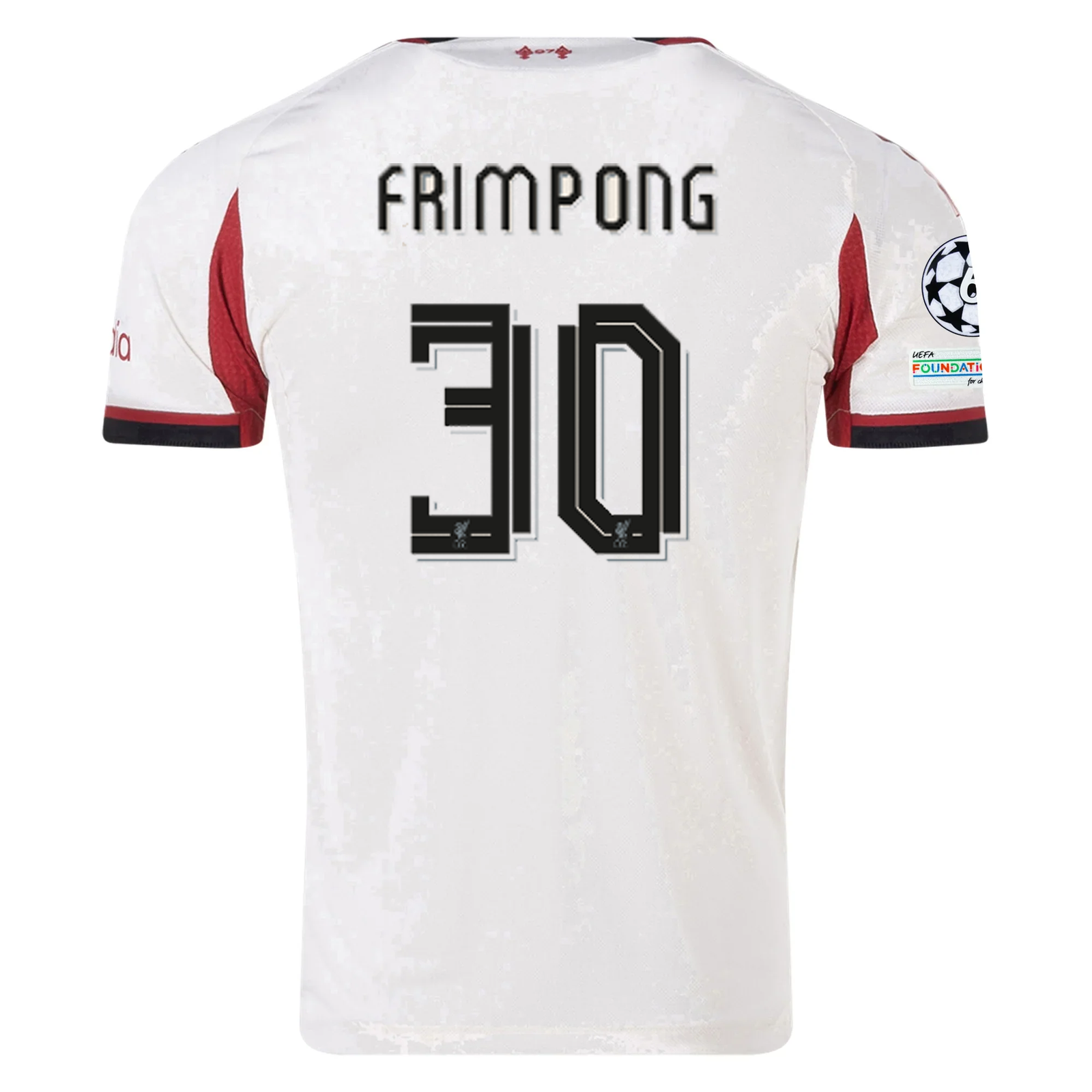 adidas Men's Liverpool Authentic Jeremie Frimpong Away Jersey w/ Champions League Patches 25/26 (Wonder White)