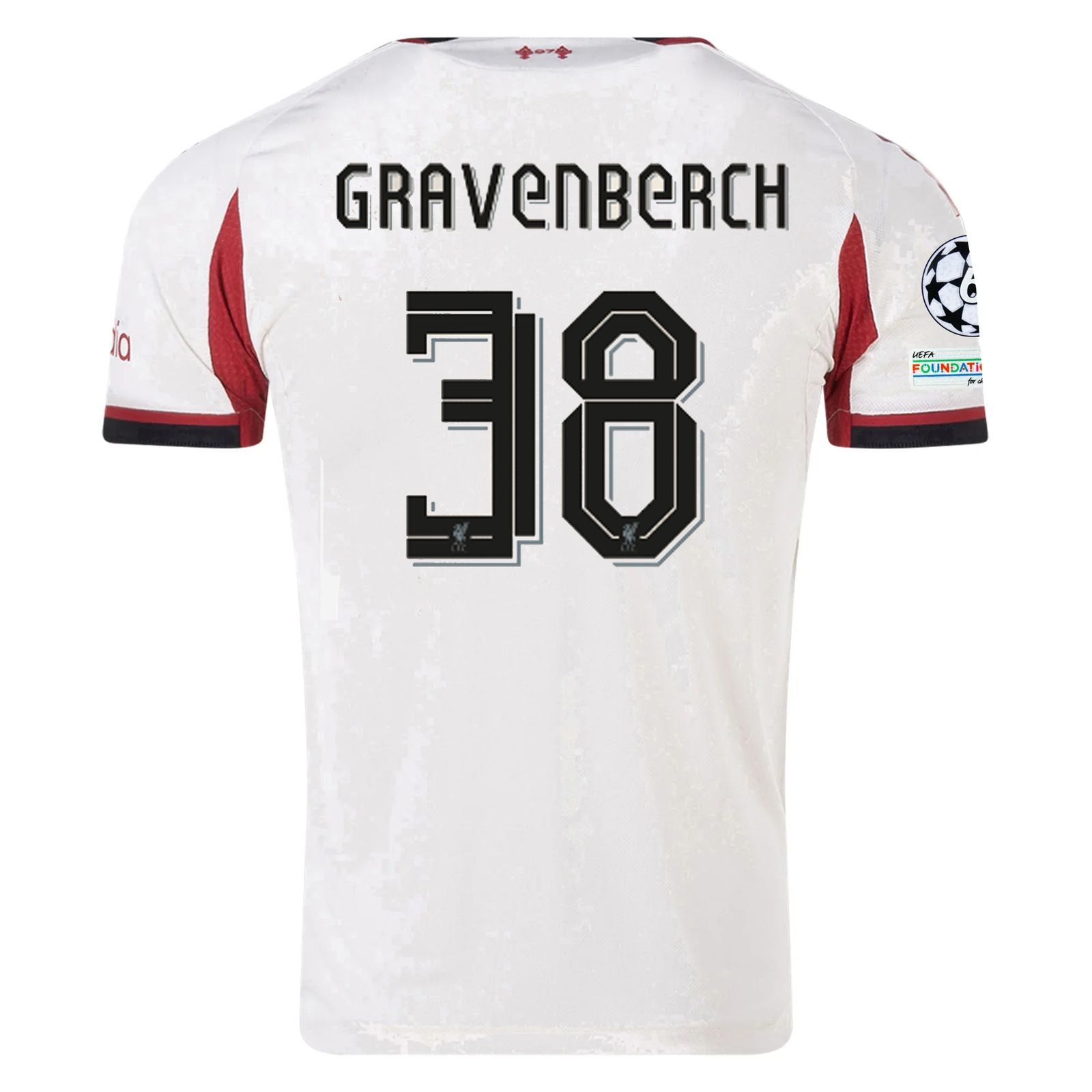 adidas Men's Liverpool Authentic Ryan Gravenberch Away Jersey w/ Champions League Patches 25/26 (Wonder White)